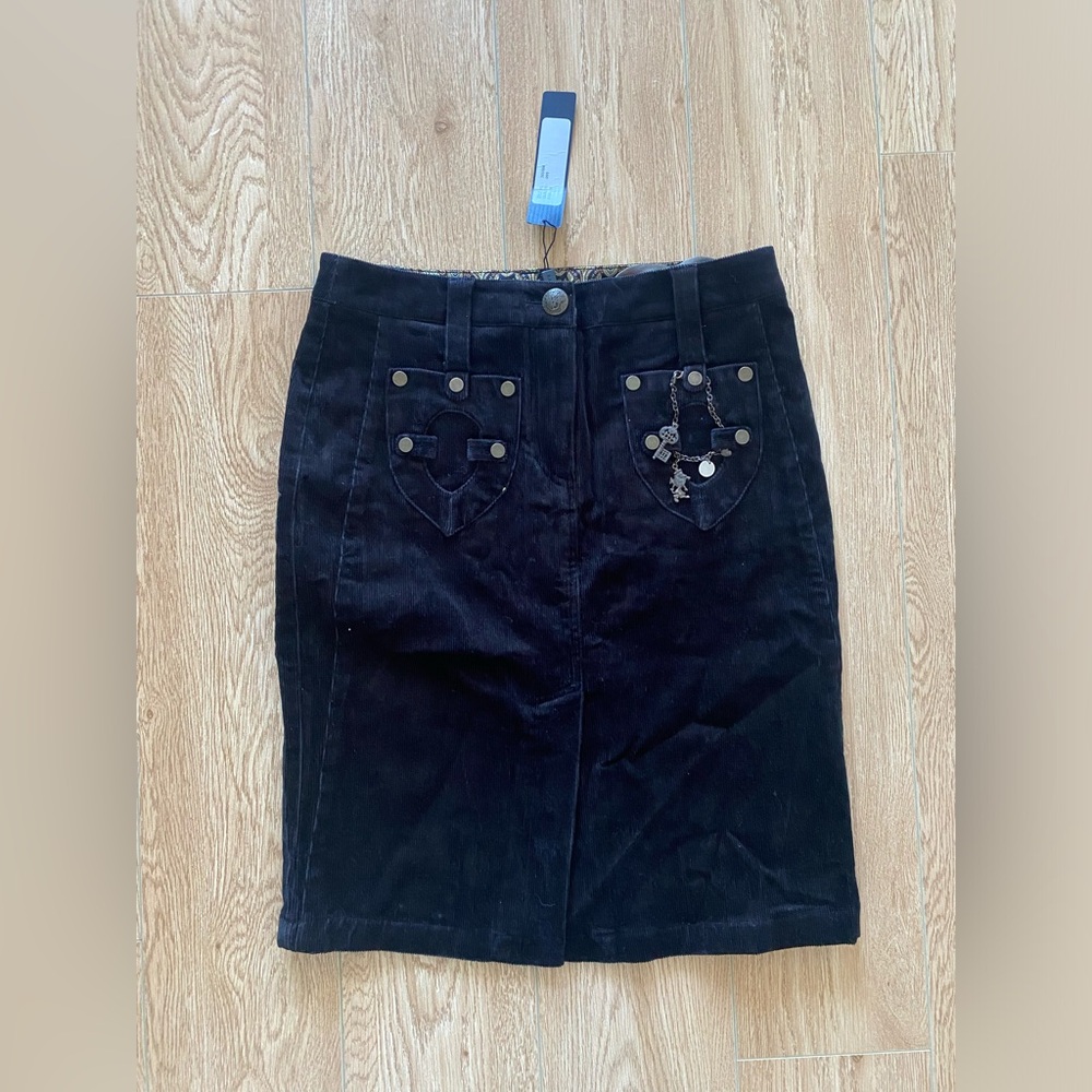 NWT - Womens black corduroy y2k skirt size 36